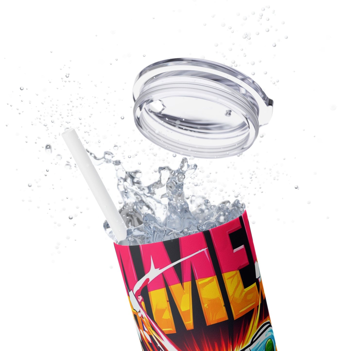 Gamer Life Skinny Tumbler with Straw, 20oz