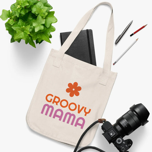 Groovy Mama Organic Canvas Tote Bag Printify