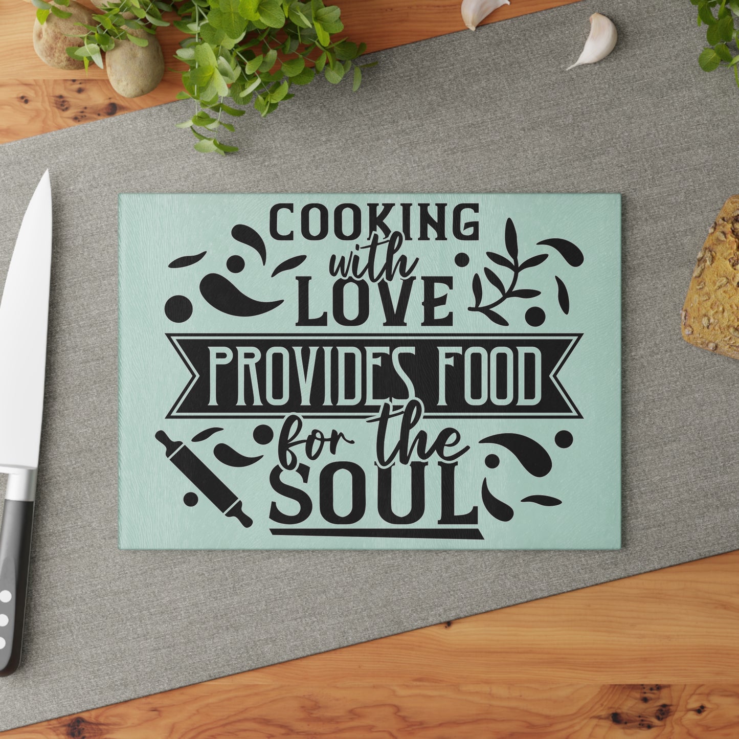 Cooking With Love Provides Food For The Soul Glass Cutting Board