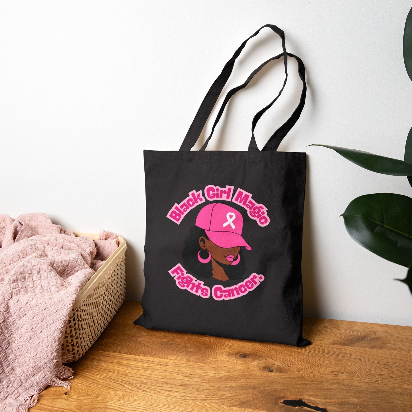 Black Girl Magic Fights Cancer Cotton Canvas Tote Bag Printify