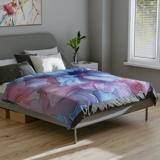 Flower Velveteen Microfiber Blanket Printify