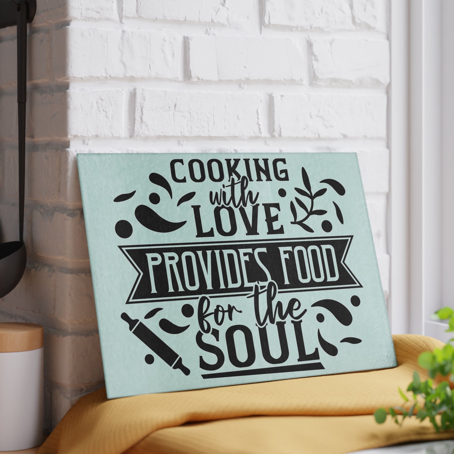 Cooking With Love Provides Food For The Soul Glass Cutting Board