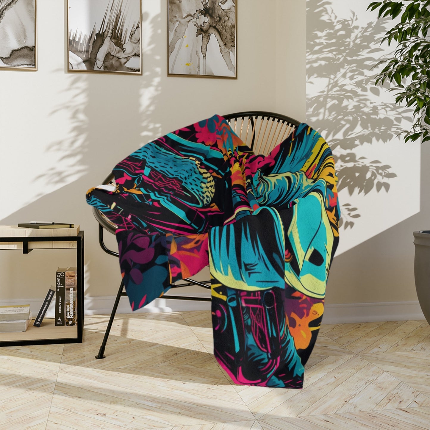 BMX Racing Velveteen Microfiber Blanket Printify