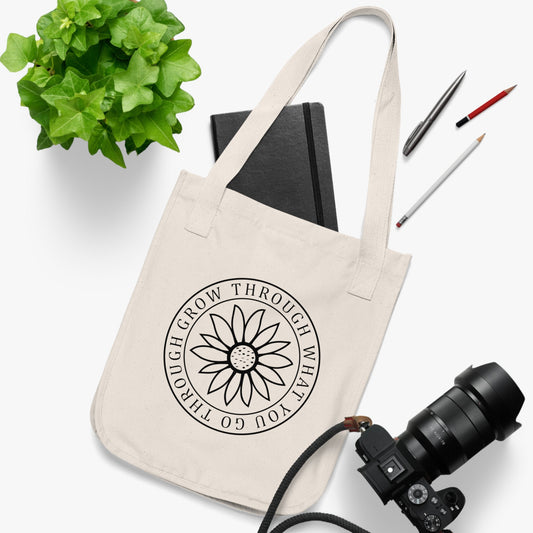 Grow Through What You Go Through Organic Canvas Tote Bag Printify