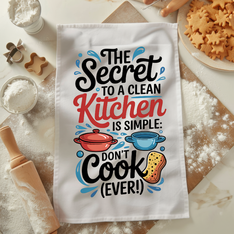Humorous Kitchen Tea Towels- Don't Cook Ever! Printify