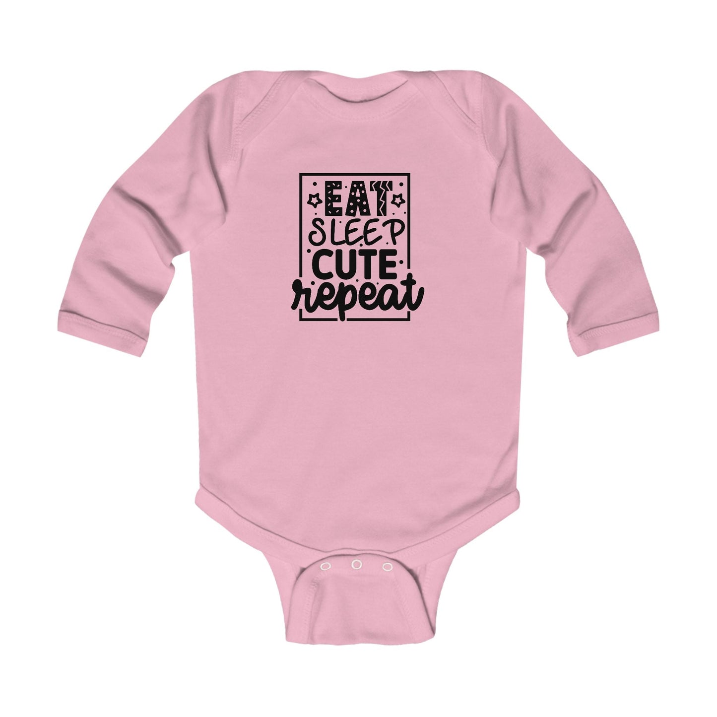 Eat Sleep Cute Repeat Infant Long Sleeve Bodysuit Printify