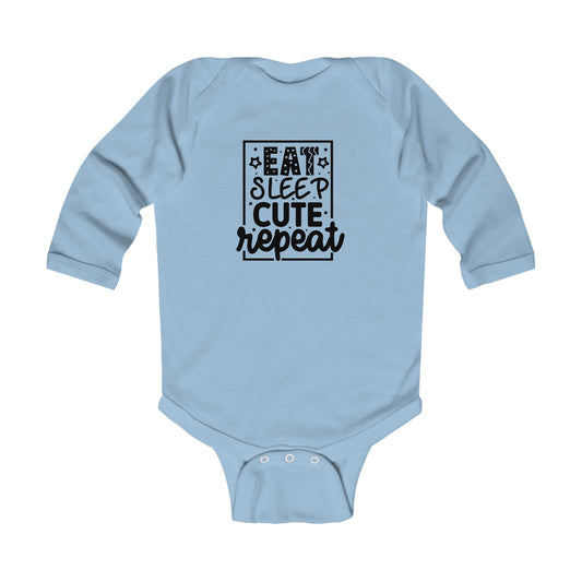 Eat Sleep Cute Repeat Infant Long Sleeve Bodysuit Printify