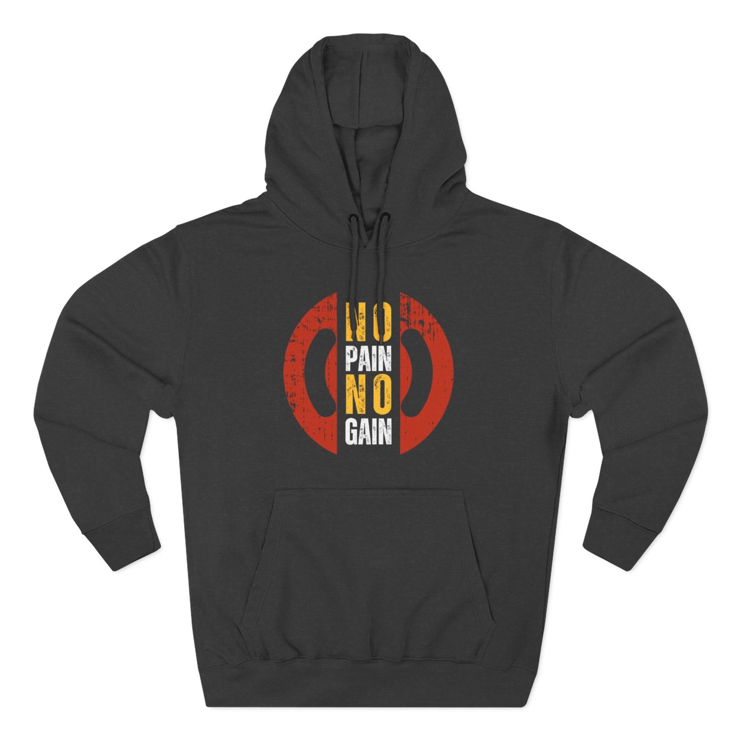No Pain No Gain Men's Three-Panel Fleece Hoodie