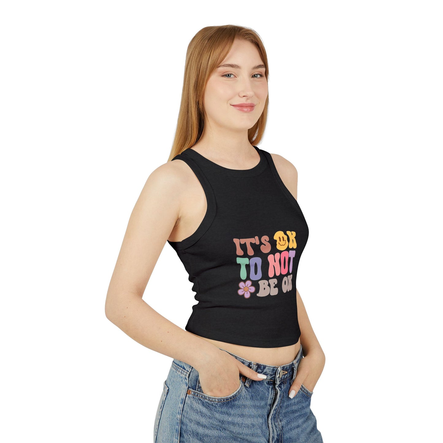 It's Ok To Not Be Ok Women's Micro Rib Racer Tank Top