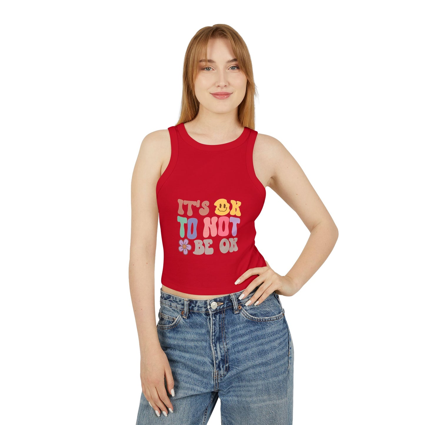 It's Ok To Not Be Ok Women's Micro Rib Racer Tank Top