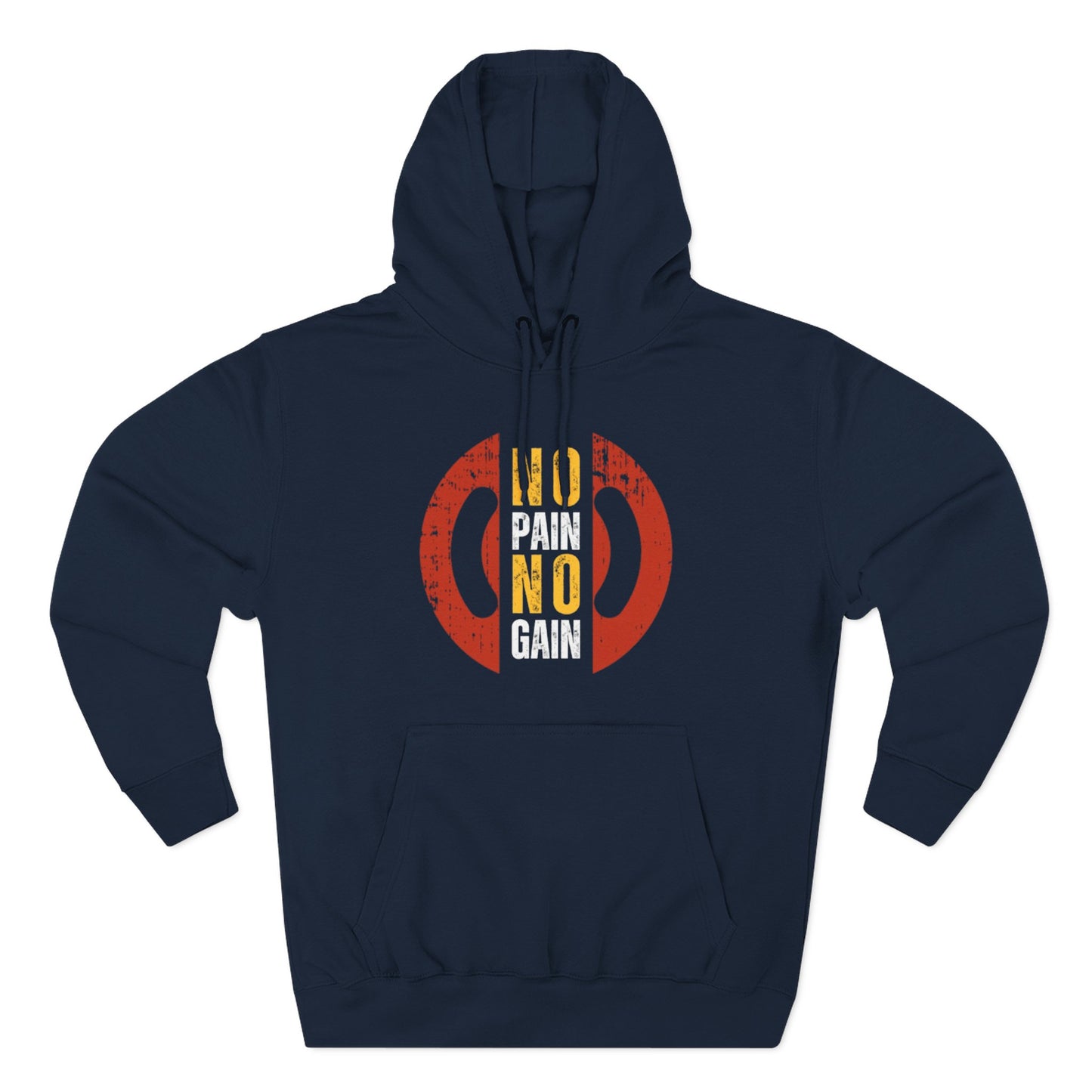 No Pain No Gain Men's Three-Panel Fleece Hoodie