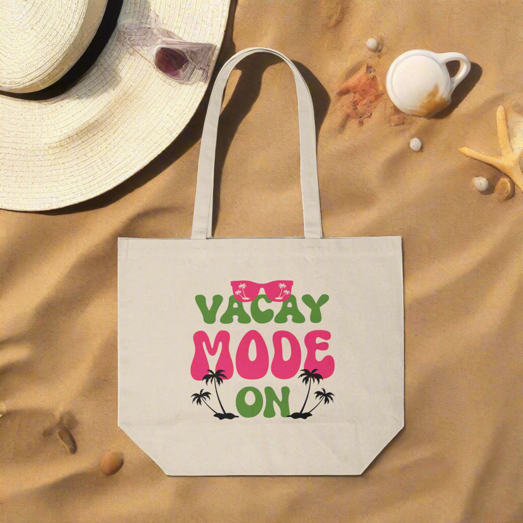 Vacay Mode On Canvas Shopping Tote - Perfect for Beach Days & Summer Outings