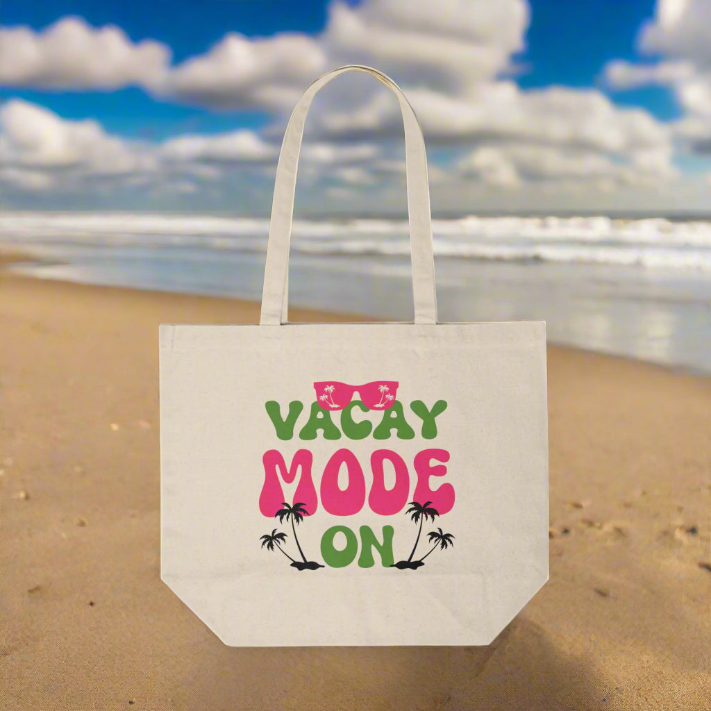 Vacay Mode On Canvas Shopping Tote - Perfect for Beach Days & Summer Outings Printify