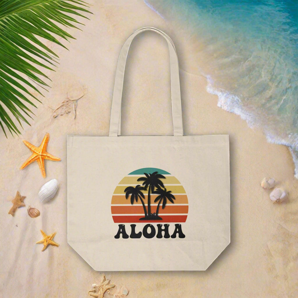 Aloha Canvas Shopping Tote - Stylish Eco-Friendly Bag for Beach Days & Everyday Use Printify