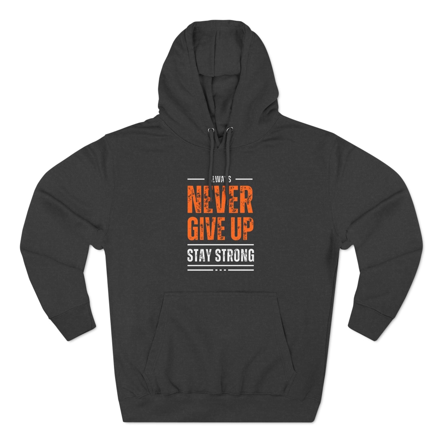 Never Give Up Men's Three-Panel Fleece Hoodie Printify