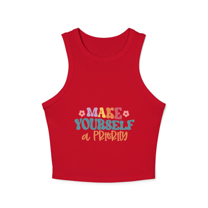 Make Yourself A Priority Women's Micro Rib Racer Tank Top