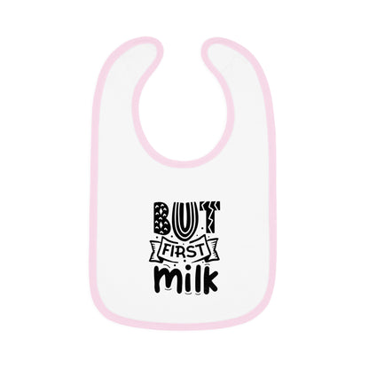 But First Milk Baby Contrast Trim Jersey Bib