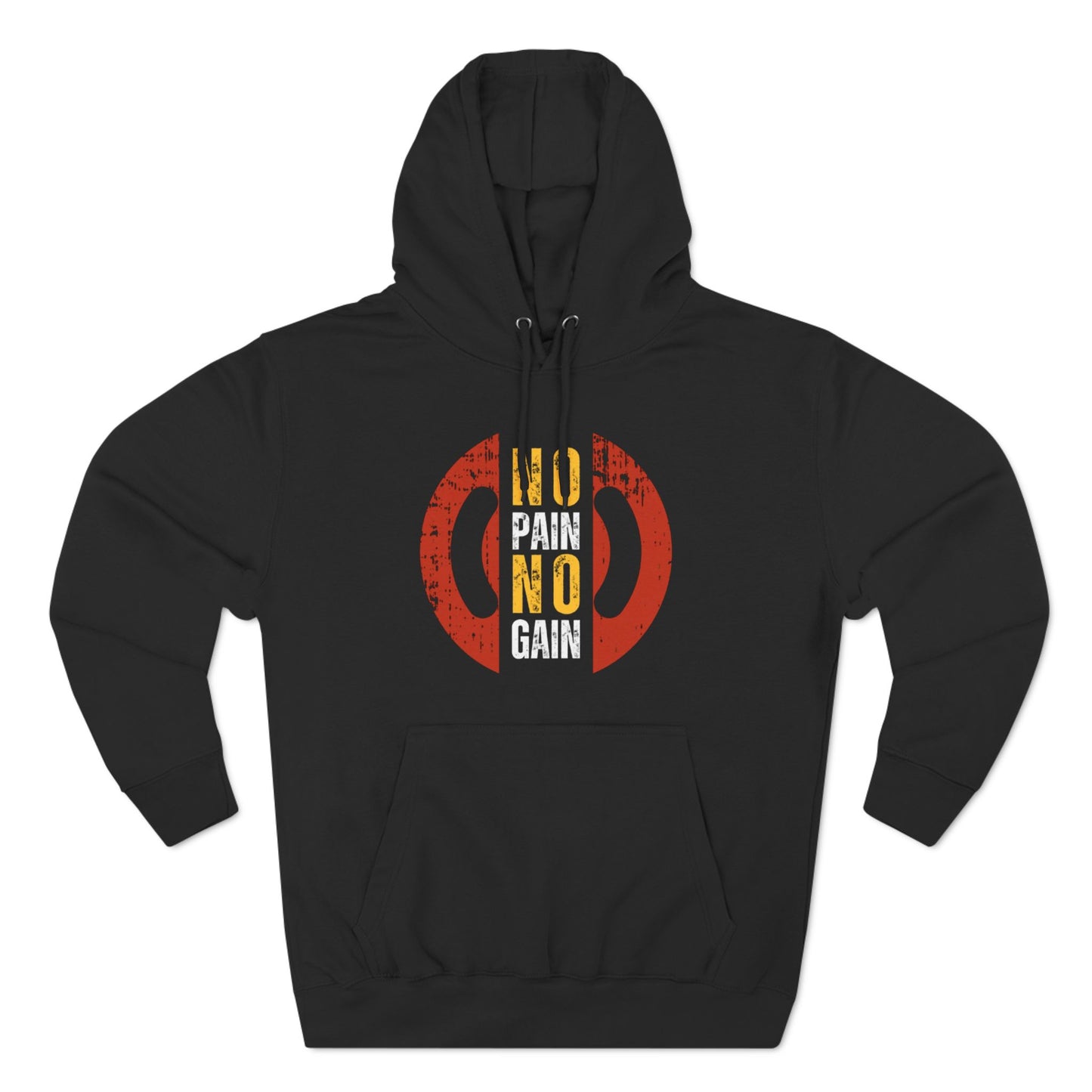 No Pain No Gain Men's Three-Panel Fleece Hoodie