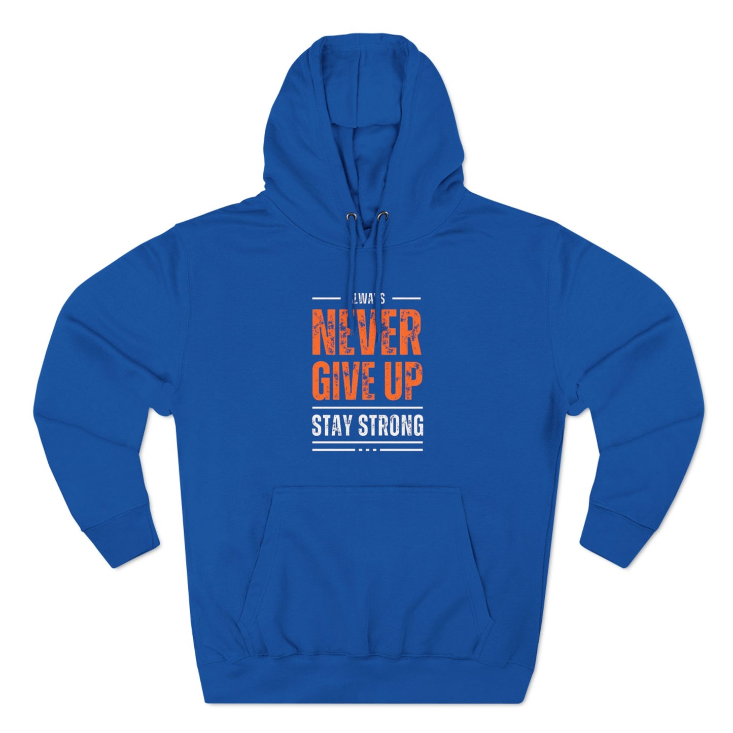 Never Give Up Men's Three-Panel Fleece Hoodie