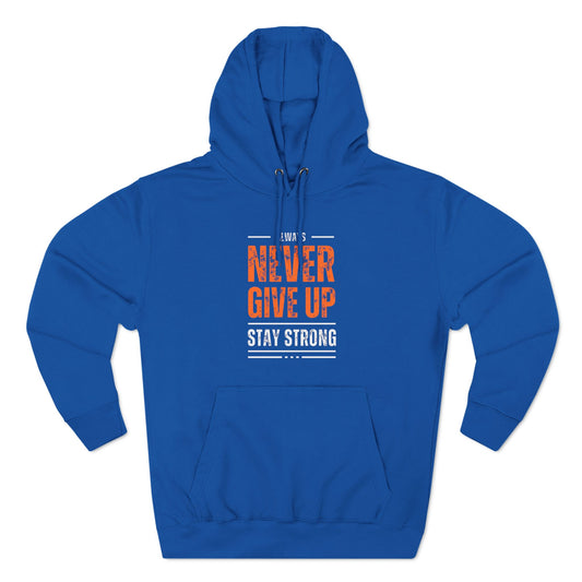 Never Give Up Men's Three-Panel Fleece Hoodie