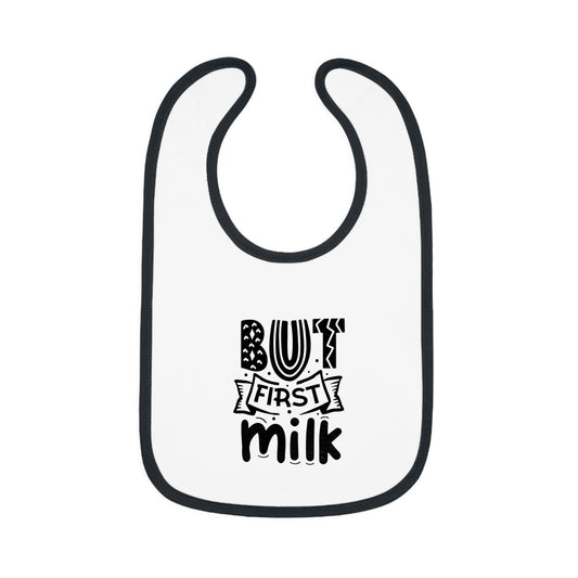 But First Milk Baby Contrast Trim Jersey Bib