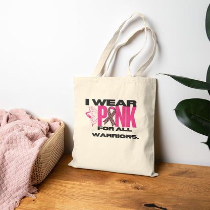 Pink Warrior Awareness Cotton Canvas Tote Bag