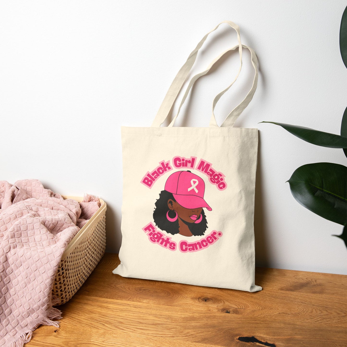 Black Girl Magic Fights Cancer Cotton Canvas Tote Bag