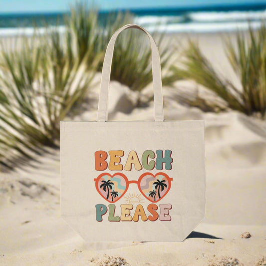 Beach Please Canvas Shopping Tote