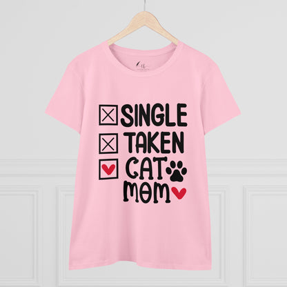 Single Taken Cat Mom Women's Midweight Cotton Tee