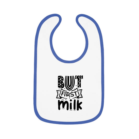 But First Milk Baby Contrast Trim Jersey Bib