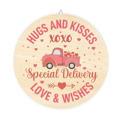 Hugs and Kisses Wood Sign