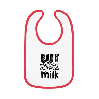 But First Milk Baby Contrast Trim Jersey Bib