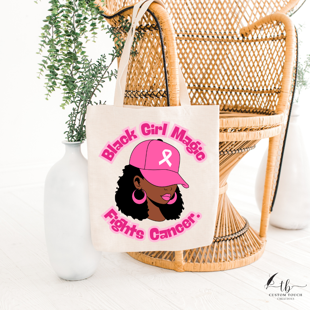 Black Girl Magic Fights Cancer Cotton Canvas Tote Bag