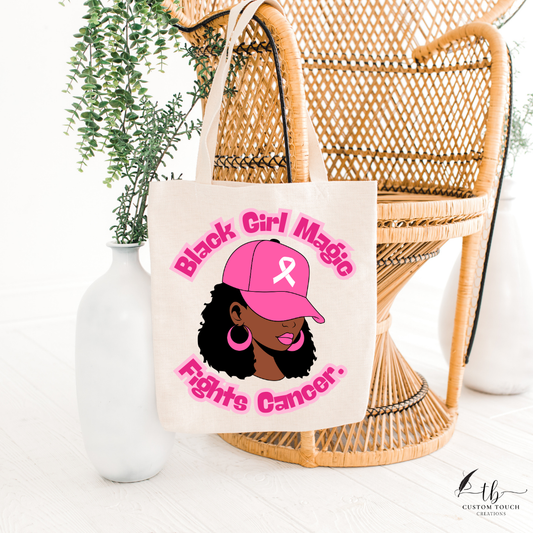Black Girl Magic Fights Cancer Cotton Canvas Tote Bag