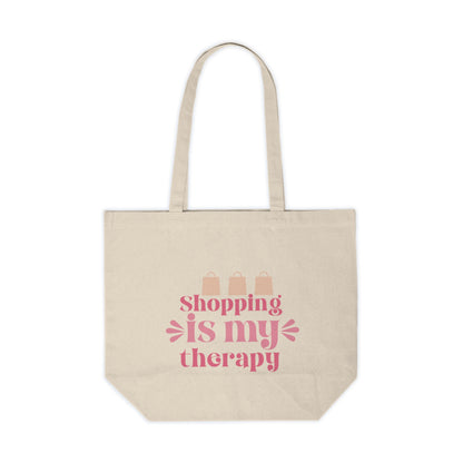 Shopping Is My Therapy Canvas Shopping Tote