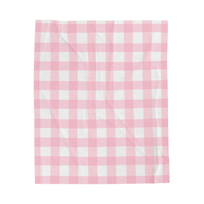 Pink Plaid Velveteen Plush Blanket