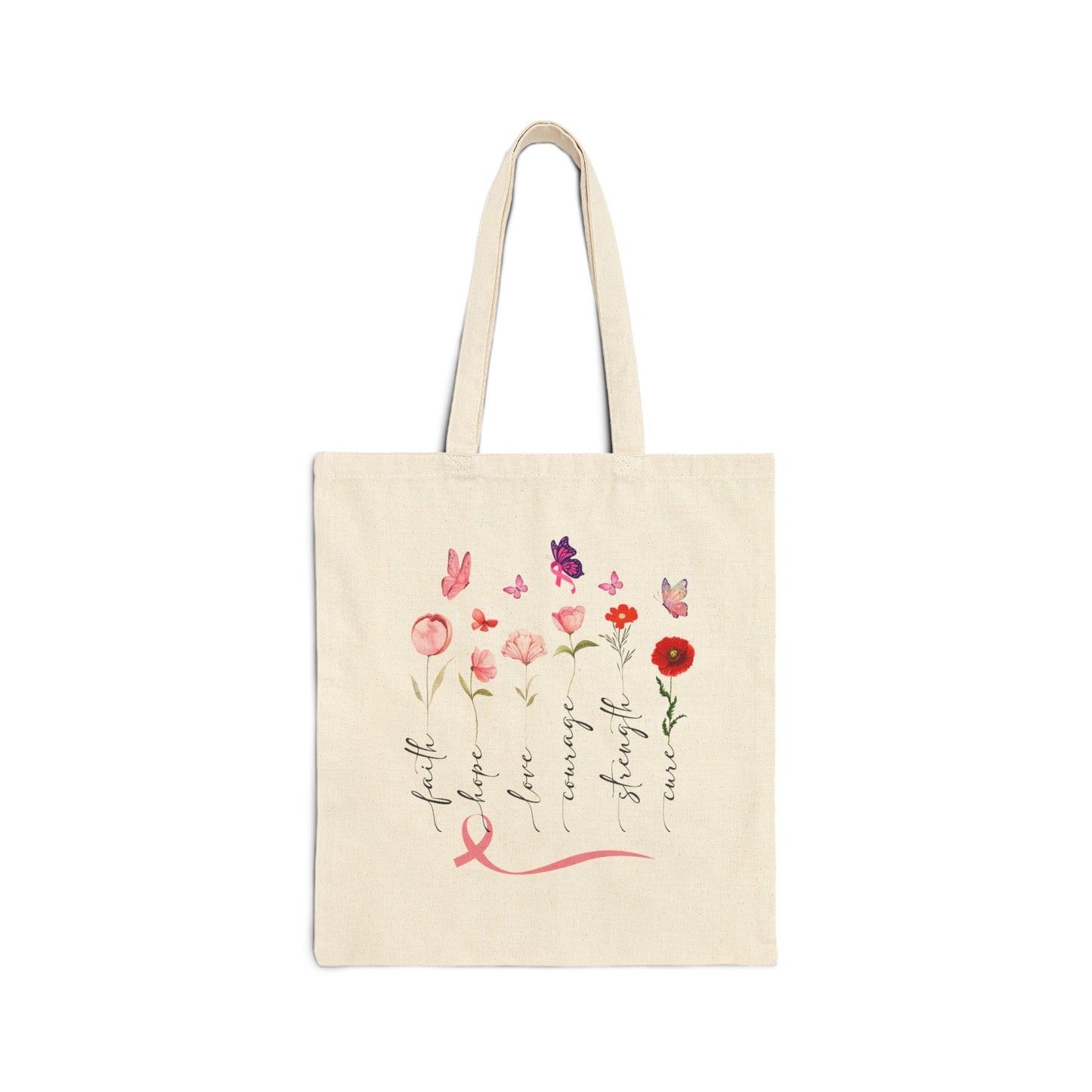 Floral Inspirational Cancer Awareness Tote Bag