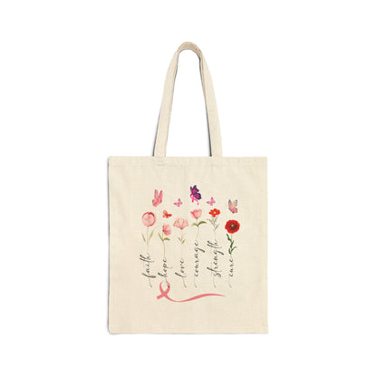 Floral Inspirational Cancer Awareness Tote Bag