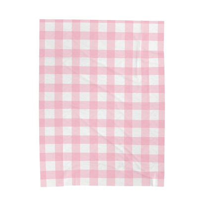 Pink Plaid Velveteen Plush Blanket