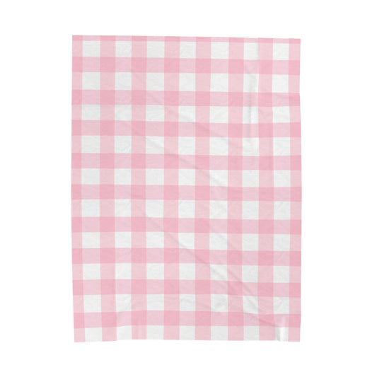 Pink Plaid Velveteen Plush Blanket