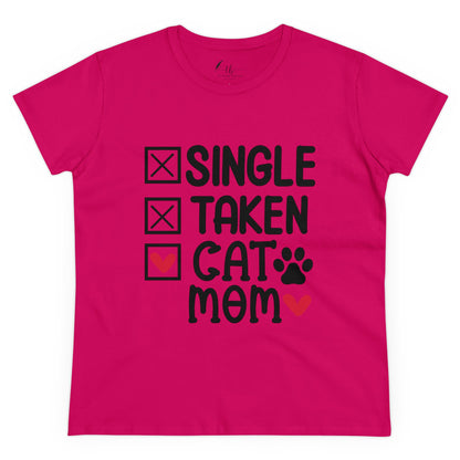 Single Taken Cat Mom Women's Midweight Cotton Tee