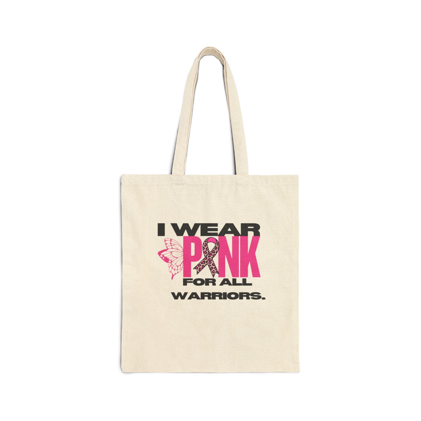 Pink Warrior Awareness Cotton Canvas Tote Bag