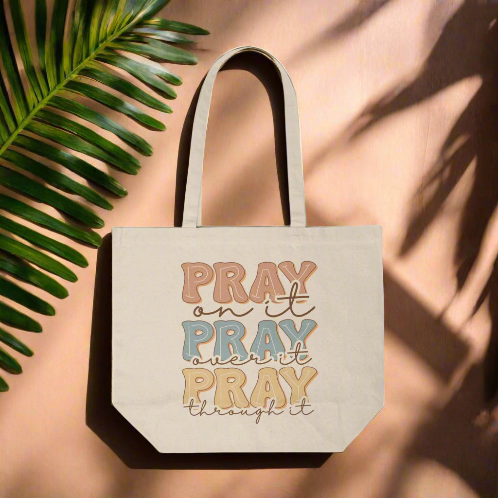 Pray Tote Bag - Inspirational Canvas Shopping Tote for Everyday Use