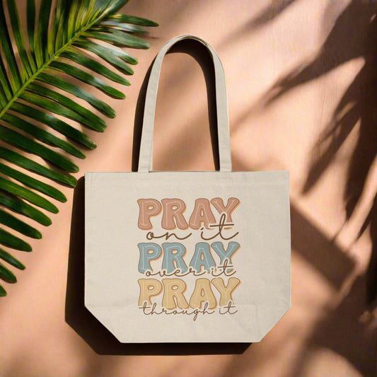 Pray Tote Bag - Inspirational Canvas Shopping Tote for Everyday Use